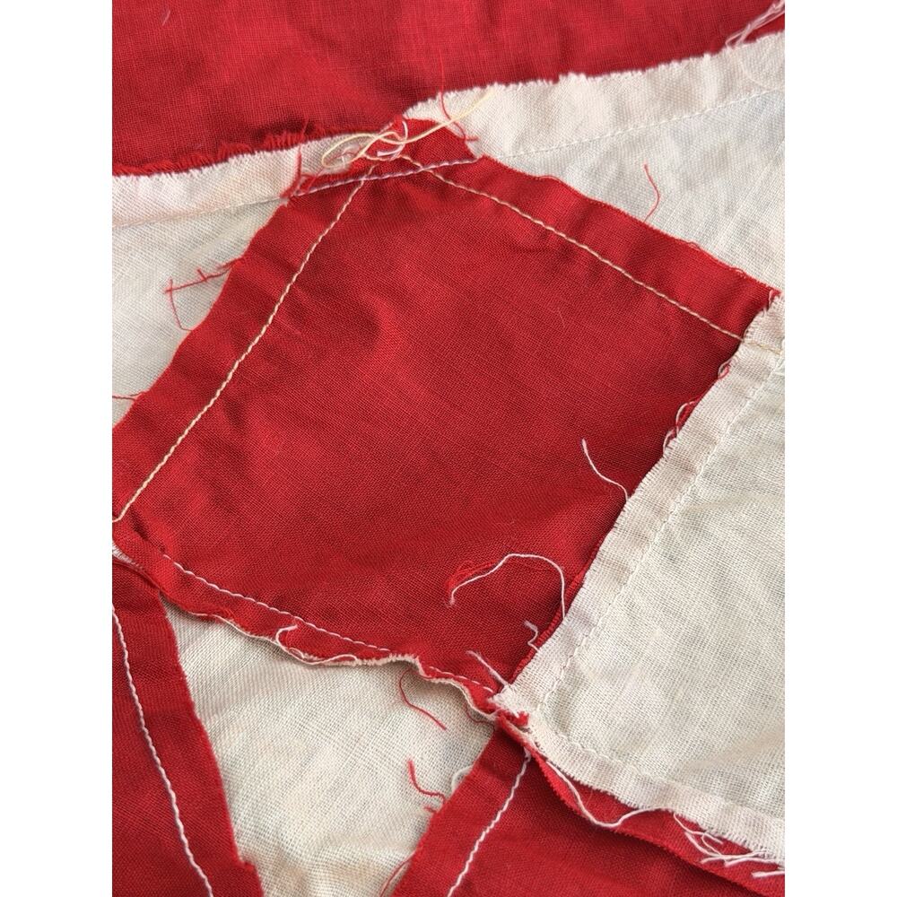 Antique Hand Pieced Red & White Quilt Top Lady of Lake 78x82 Farmhouse VGC AS IS - Picture 15 of 16